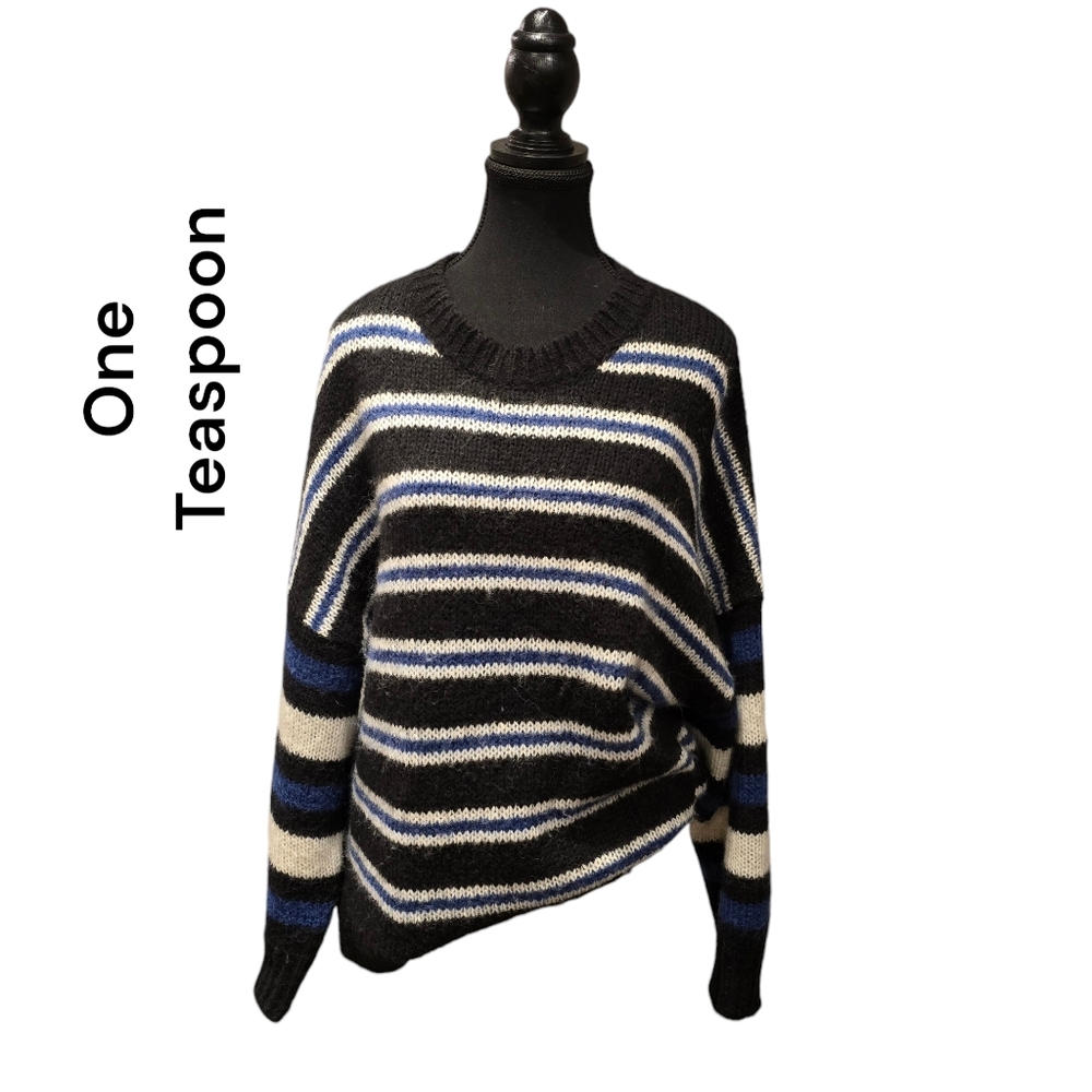 ONE TEASPOON Bonnie Striped Sweater oversized Mohair blend